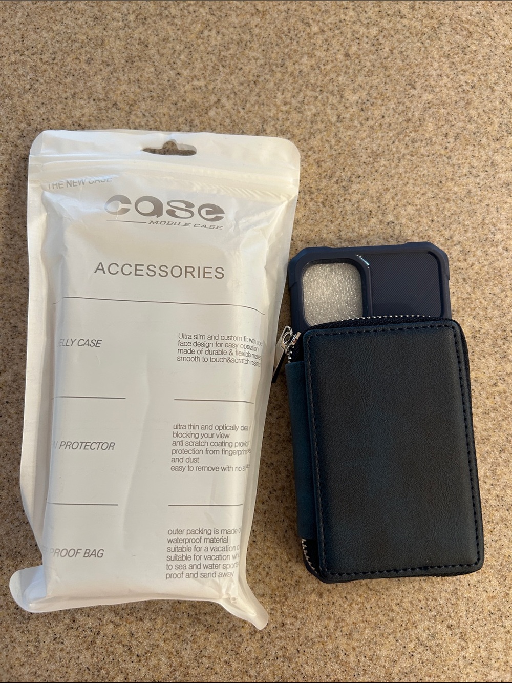 New Navy Wallet Zip Phone Case for iPhone 12 mini - Navy Blue